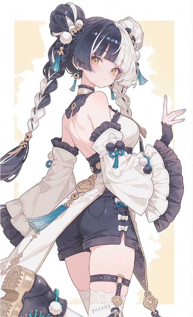 绝区零琉音立绘图片合集，黑白长发的美少女